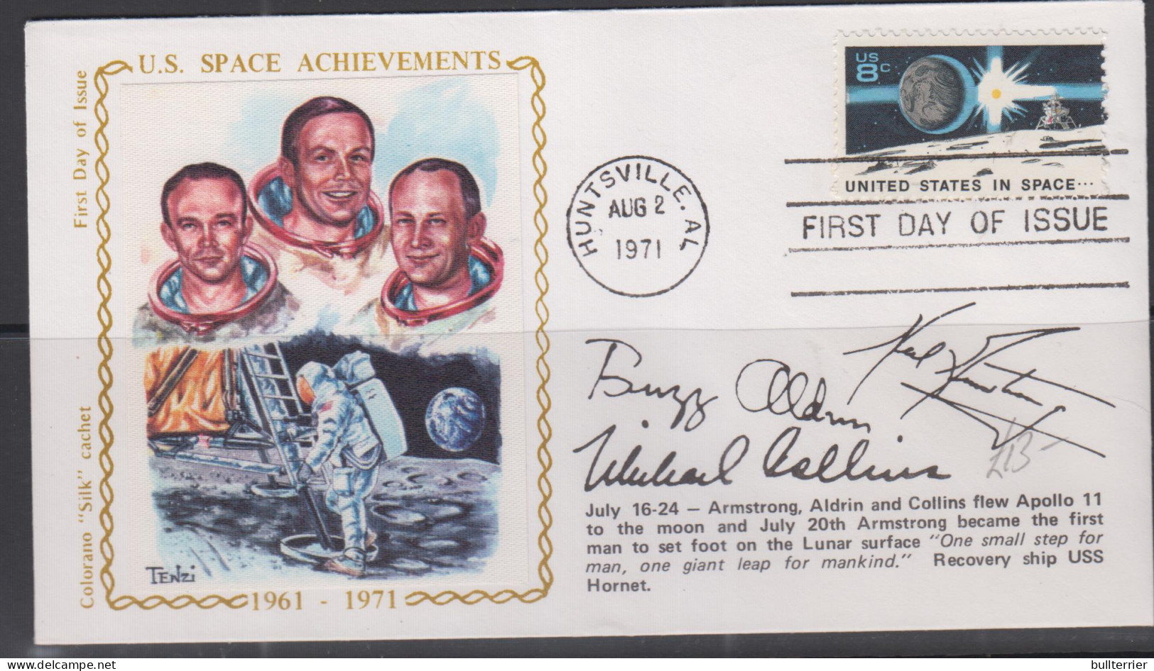 USA - 1979 - MOON LANDING SILK FIRST DAY COVER WITH AUTOPEN SIGNATURES ARMSTRONG, ALDRIN & COLLINS - USA