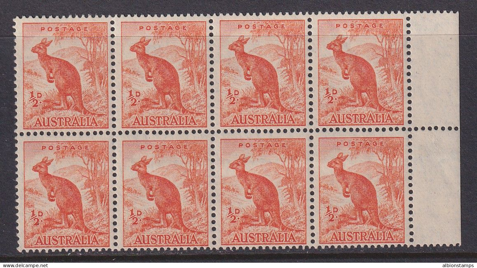 Australia, SG 179a, MNH Block "Line To Kangaroo Ear" Variety - Mint Stamps