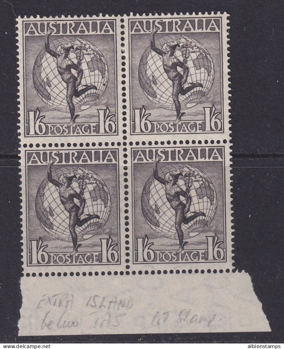 Australia, SG 223a Var, MLH Block "Extra Island Flaw" Variety - Mint Stamps