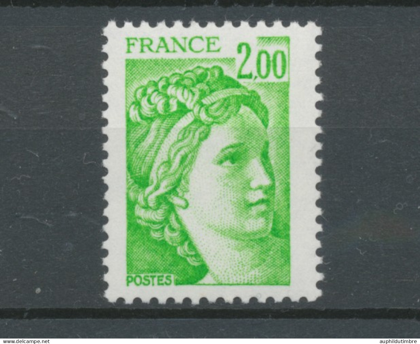 Type Sabine N°1977b 2f Vert-jaune Ss Bande Phosphorescente Gomme Brillante Y1977b - Unused Stamps