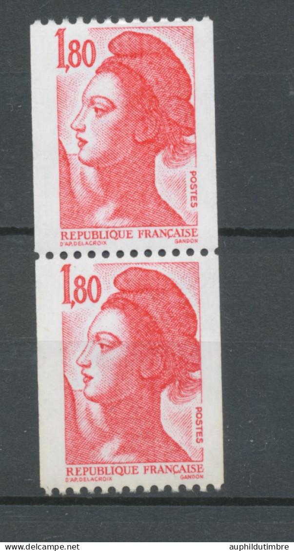 Type Liberté Paire Verticale N°2223 + 2223a N° Rouge Au Verso Y2223aA - Unused Stamps