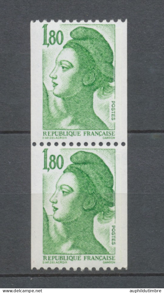 Type Liberté Paire Verticale N°2378 + N°2378a N° Rouge Au Verso Y2378aA - Neufs