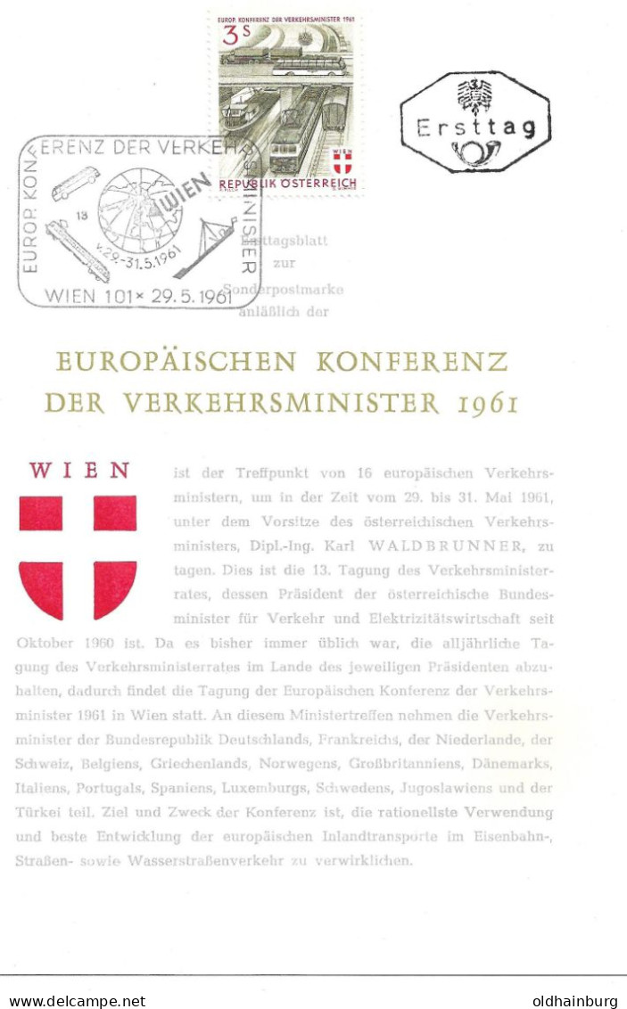 2375e: Österreich- ETB Aus 1961: Verkehrsminister- Konferenz (Bahn, Bus, Schiene, Etc.) - Unfälle Und Verkehrssicherheit