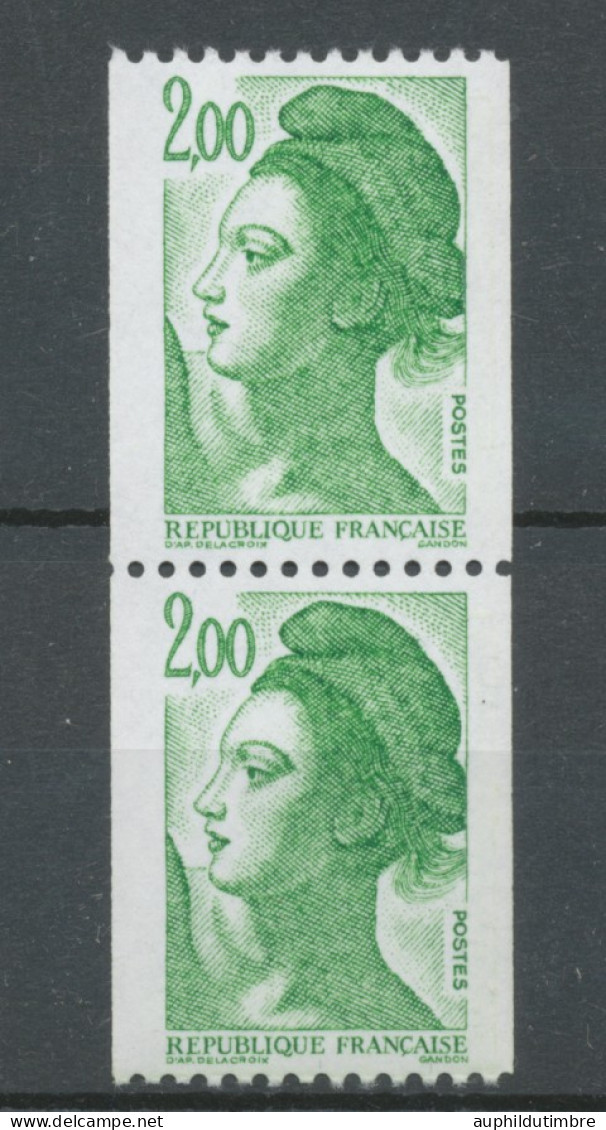 Type Liberté Paire Verticale N°2487 + N°2487a N° Rouge Au Verso Y2487aA - Unused Stamps