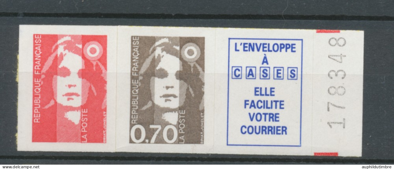 Marianne Bicentenaire N°2824b ( T.V.P) Rouge + 70c Brun + Vignette Adhésif Y2824b - Unused Stamps