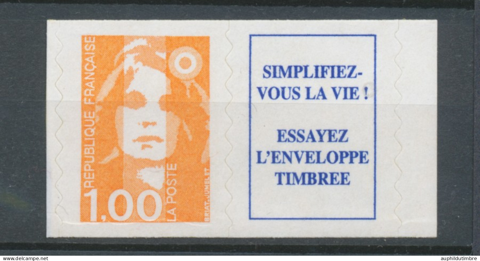 Type Marianne Du Bicentenaire N°3009a 1f. Orange + Vignette Adhésif Y3009a - Unused Stamps