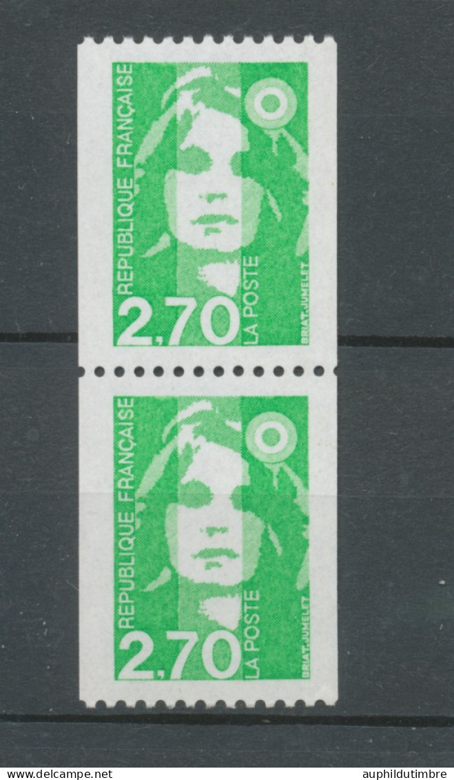 Marianne Bicentenaire Paire N°3008 2f.70 Vert + 3008a N° Rge Au Dos Y3008aA - Unused Stamps