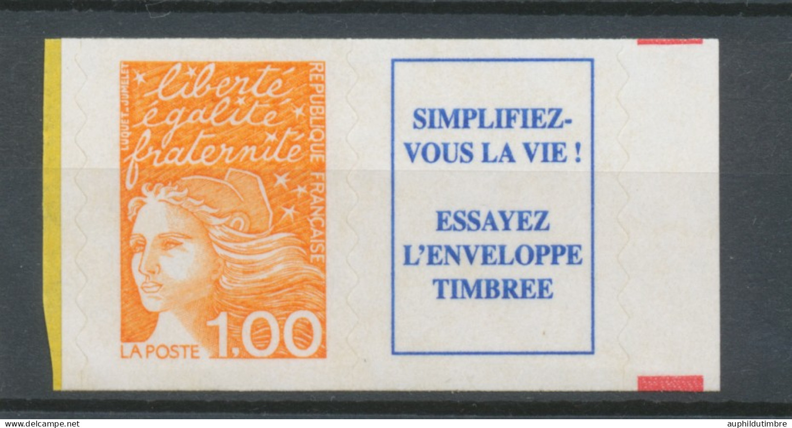 Type Marianne De Luquet N°3101a TI 1f Orange + Vignette Adhésif Y3101a - Ungebraucht