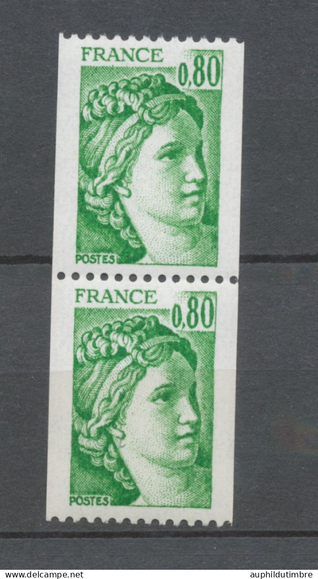 Type Sabine Paire Verticale N°1980 + N°1980a N° Rouge Au Verso Y1980aA - Nuevos