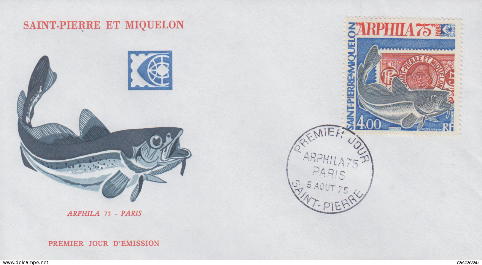 Enveloppe   FDC  1er  Jour      SAINT  PIERRE  ET  MIQUELON       ARPHILA    1975 - FDC