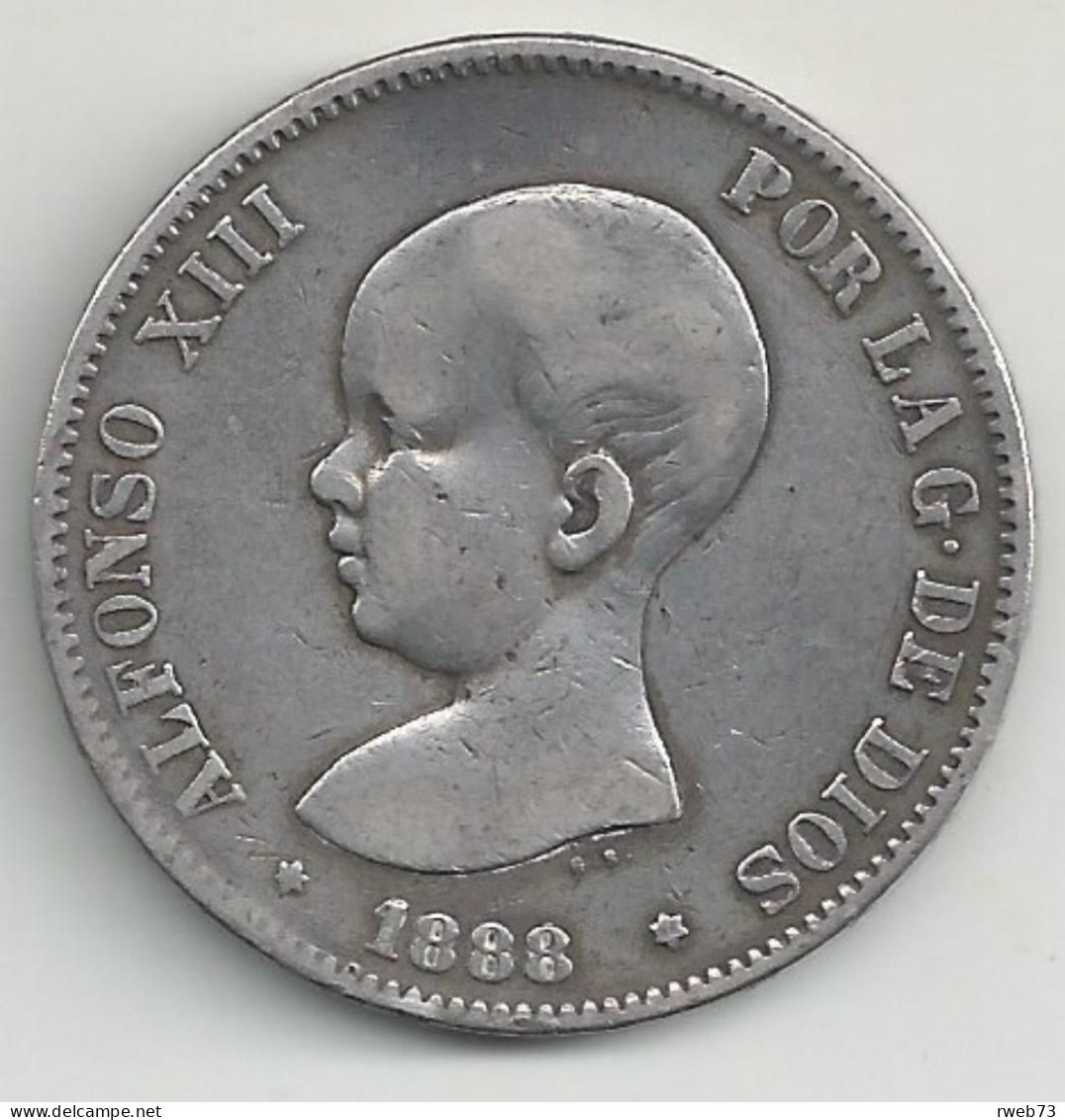 ESPAGNE - 5 Pesetas - 1888 - Argent - TB/TTB - Monnaies Provinciales
