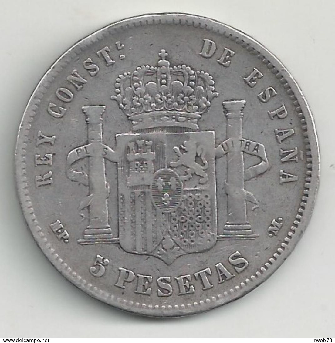 ESPAGNE - 5 Pesetas - 1888 - Argent - TB/TTB - Monnaies Provinciales