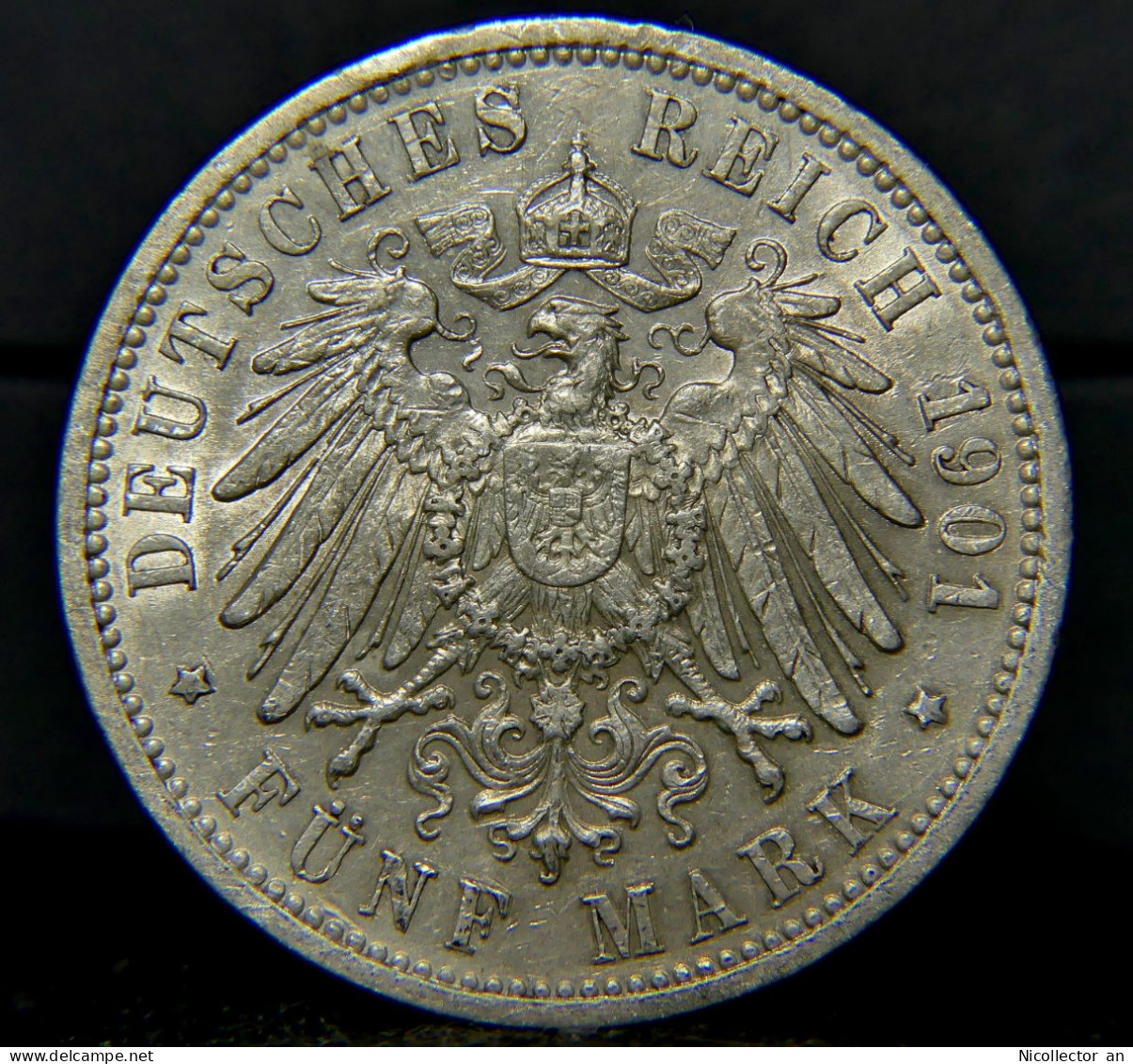 Germany, Baden 5 Mark 1901 Friedrich Von Baden XF+ Silver - 2, 3 & 5 Mark Silver