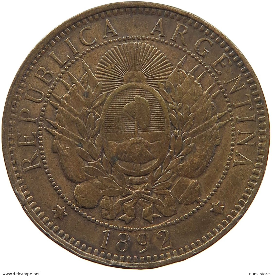 ARGENTINA 2 CENTAVOS 1892 #s029 0293 - Argentine