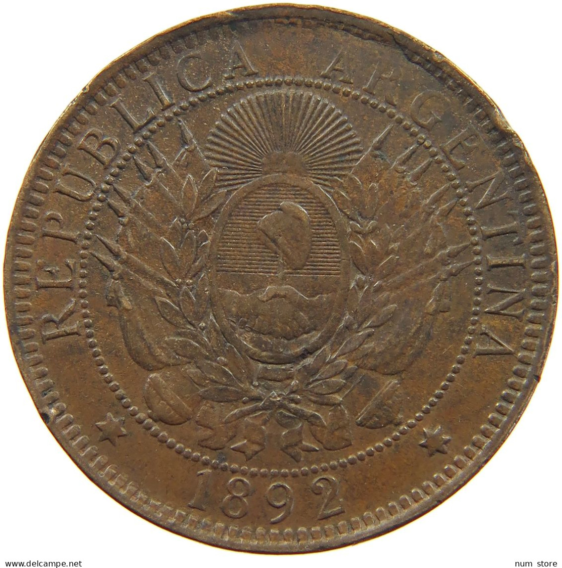 ARGENTINA 2 CENTAVOS 1892 #s055 0009 - Argentine