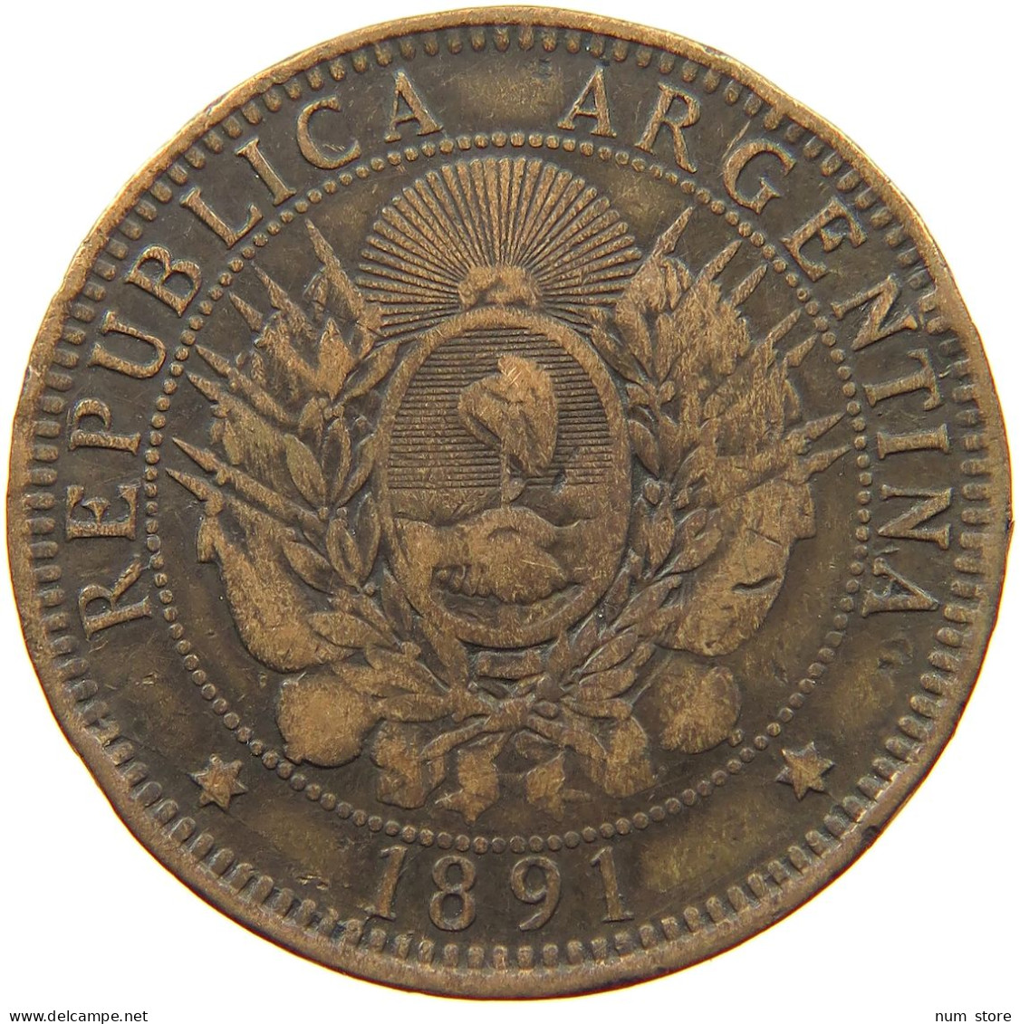 ARGENTINA 2 CENTAVOS 1891 #s077 0049 - Argentine