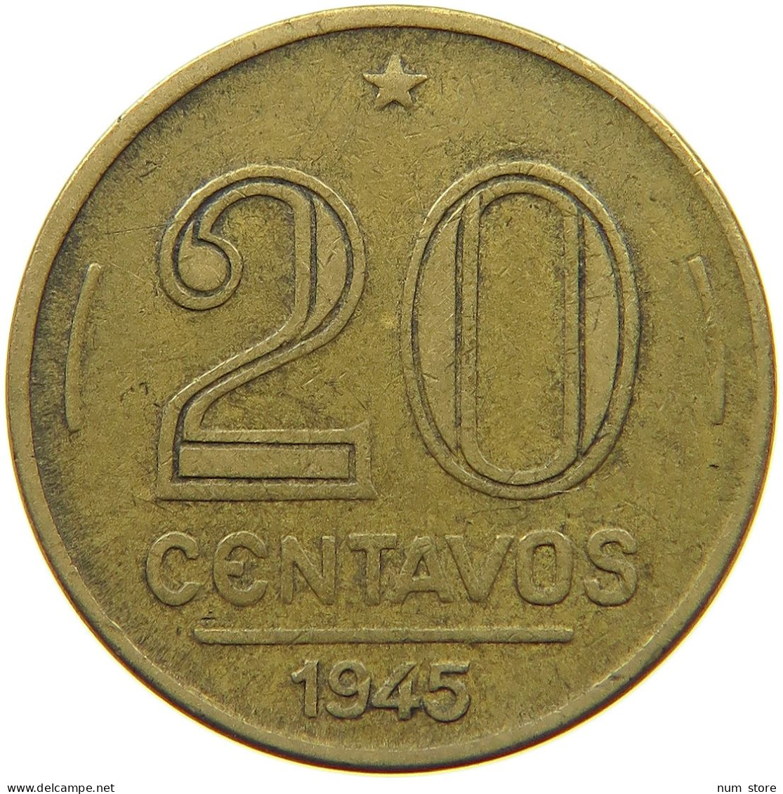 BRAZIL 20 CENTAVOS 1945 #s054 0235 - Brésil