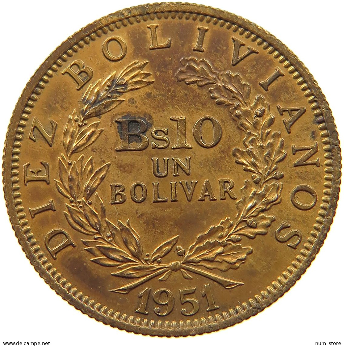 BOLIVIA BOLIVAR 1951 #s036 0311 - Bolivia