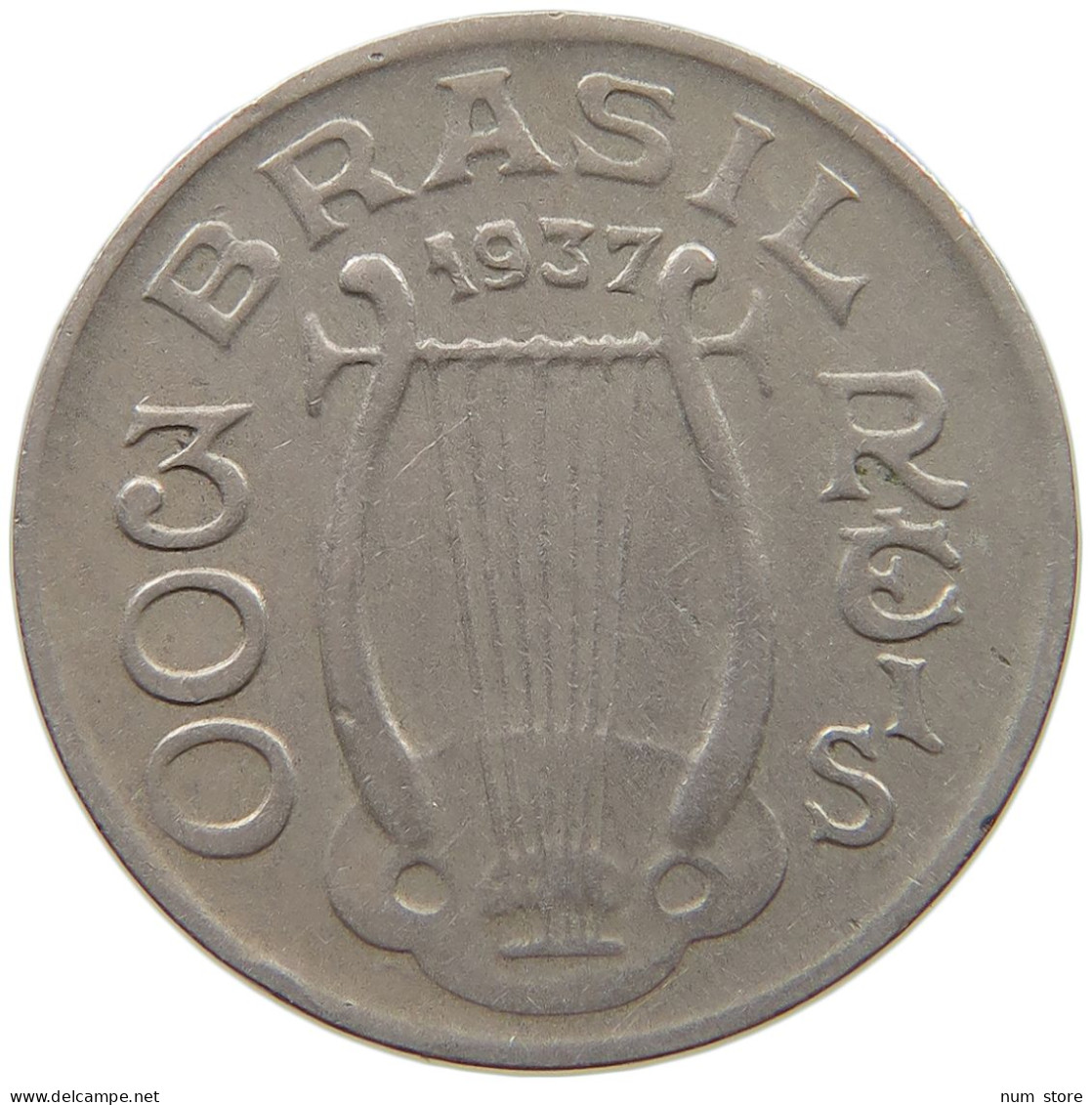 BRAZIL 300 REIS 1937 #s056 0089 - Brésil