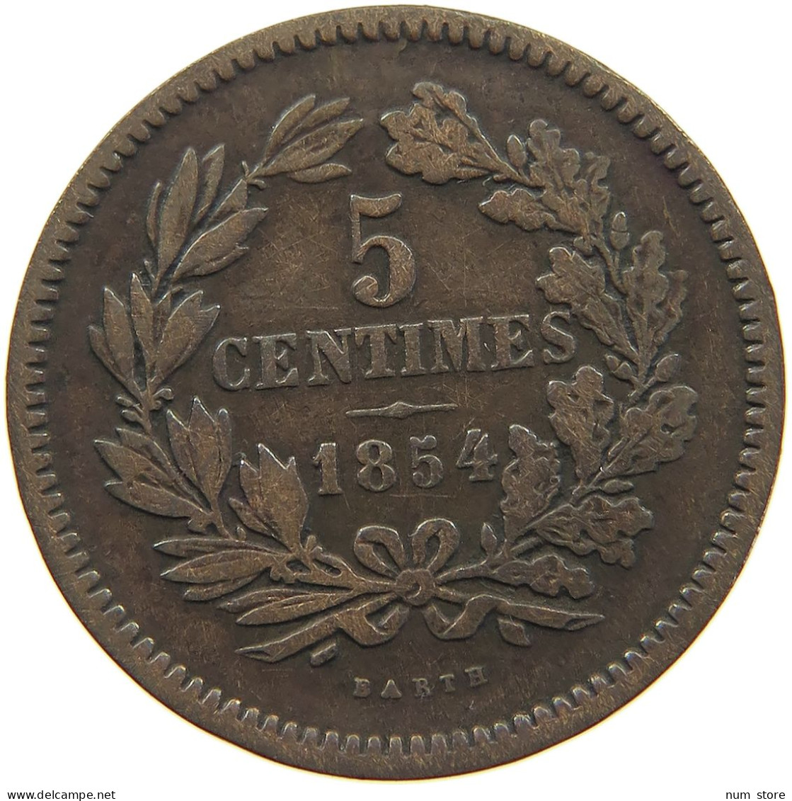 LUXEMBOURG 5 CENTIMES 1854 #c080 0259 - Luxembourg
