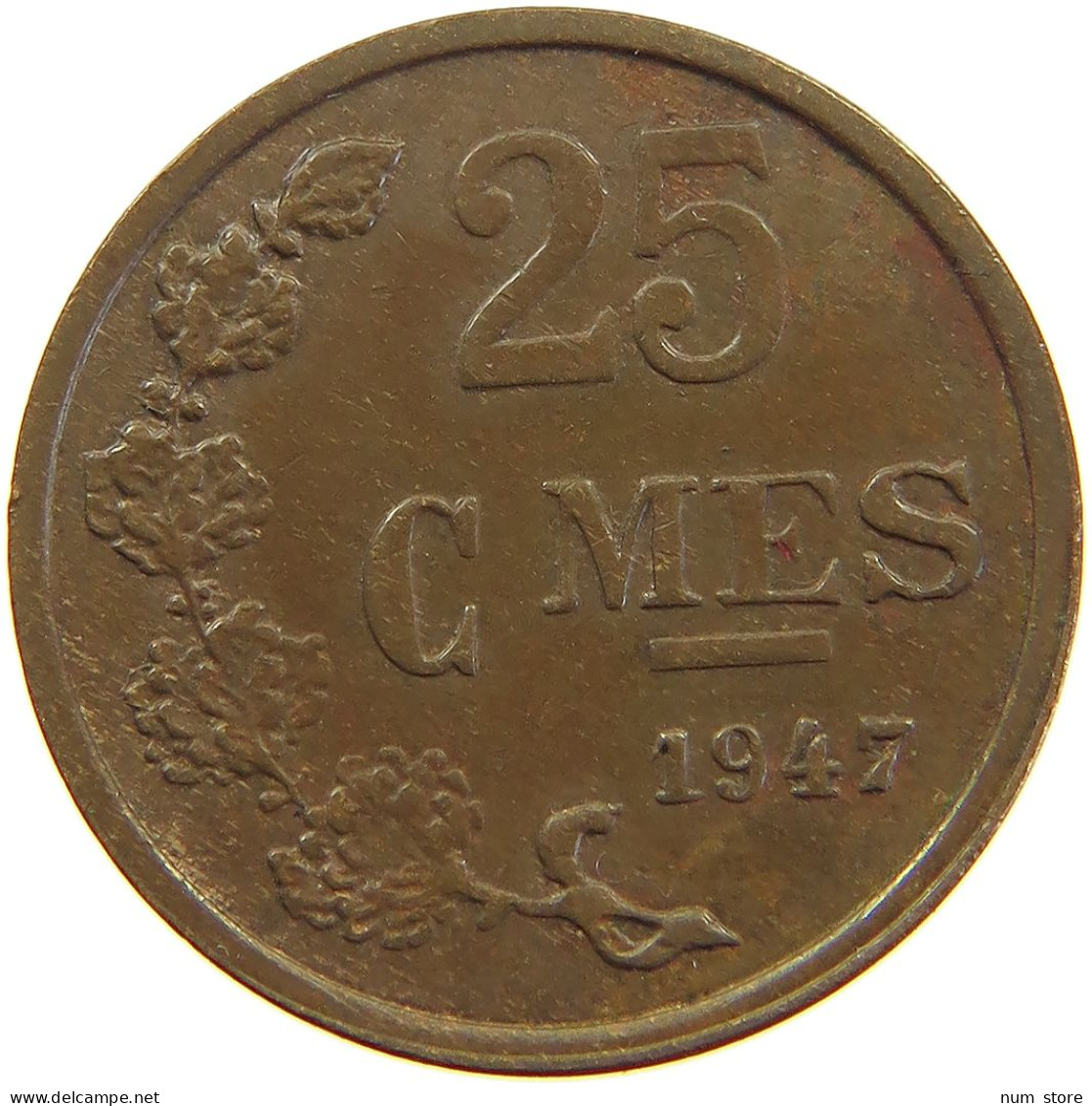 LUXEMBOURG 25 CENTIMES 1947 #a015 0489 - Luxembourg