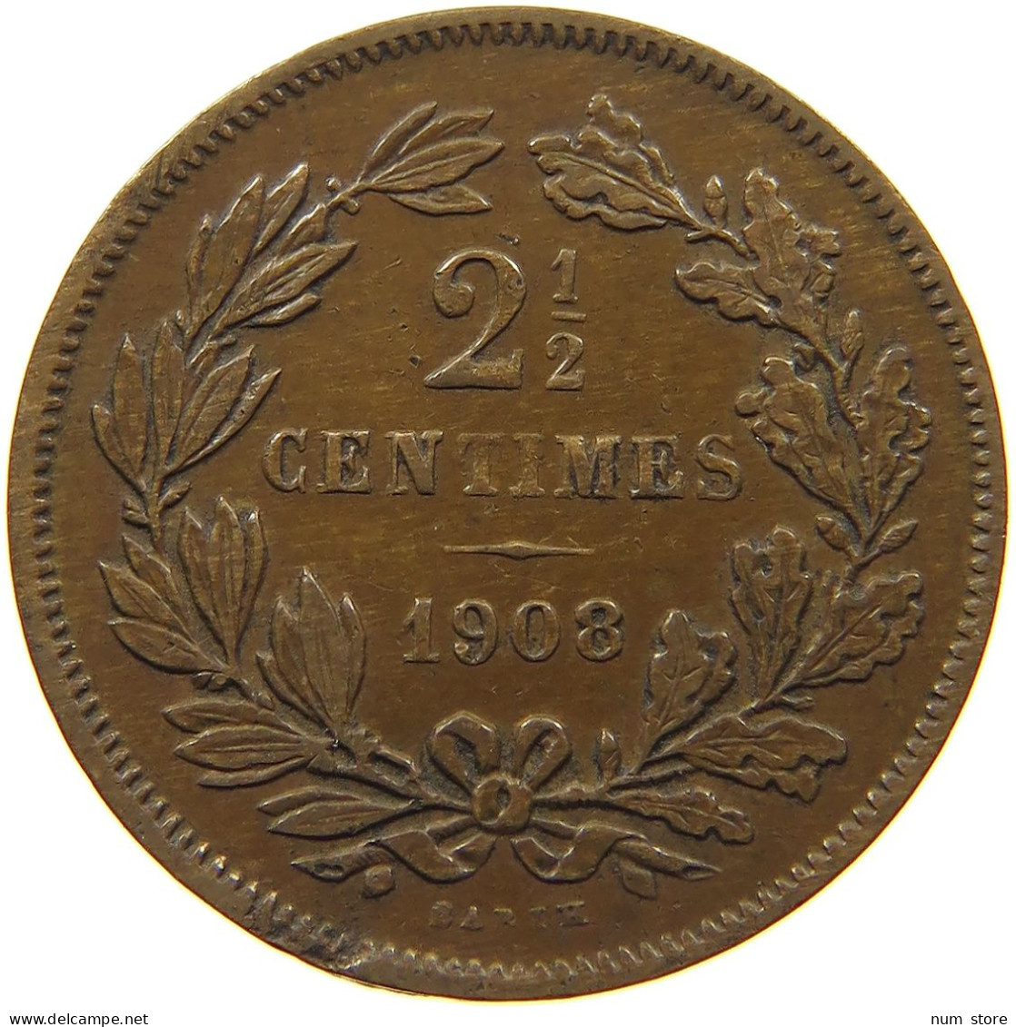 LUXEMBOURG 2 1/2 CENTIMES 1908 #c009 0307 - Luxembourg