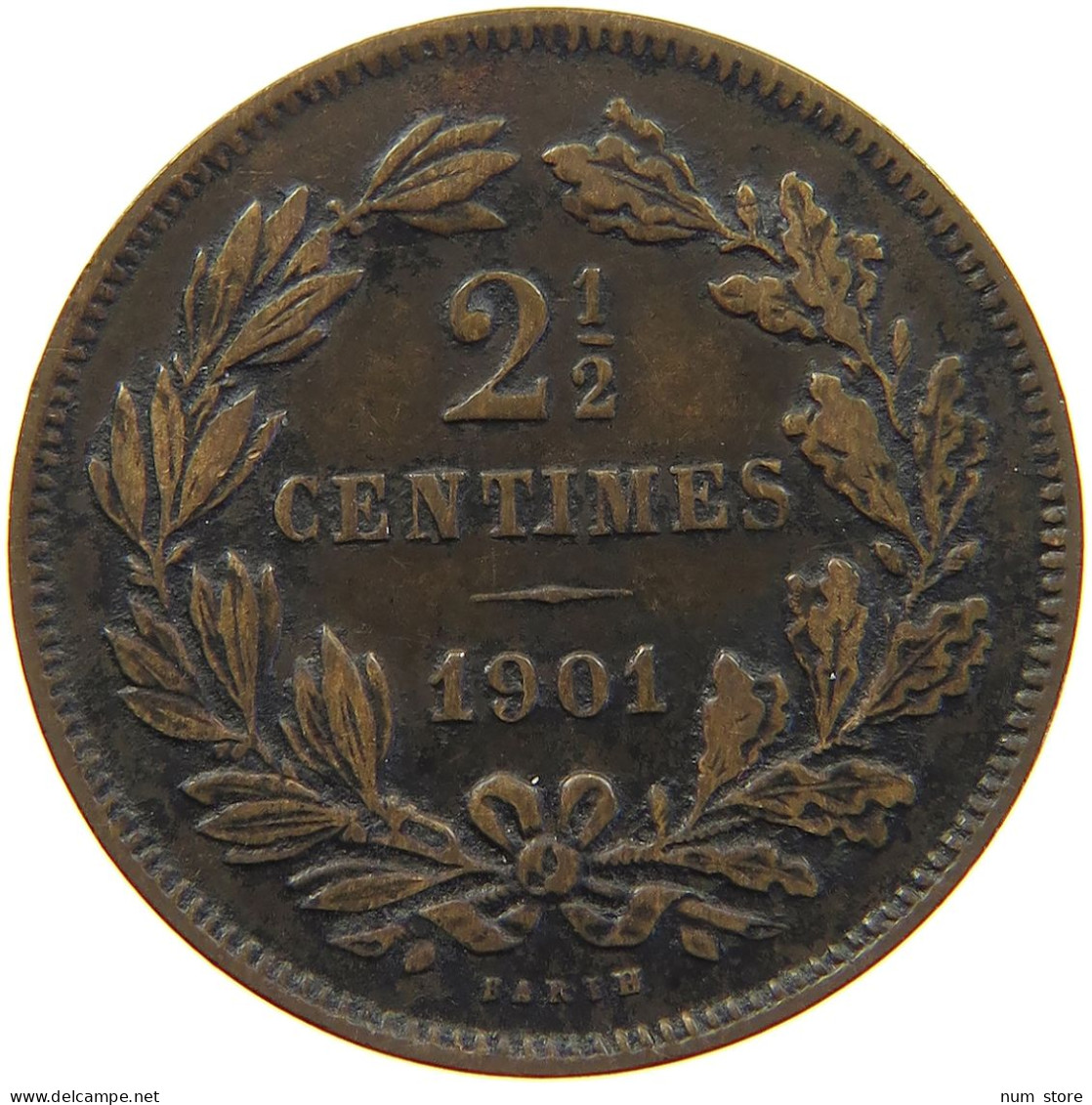 LUXEMBOURG 2 1/2 CENTIMES 1901 #s018 0425 - Luxembourg