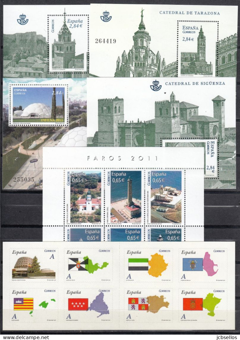 ESPAÑA 2011 Nº 4613/4680 AÑO COMPLETO NUEVO, MNH **, 47 SELLOS, 13 HB, 1 CARNET - Años Completos