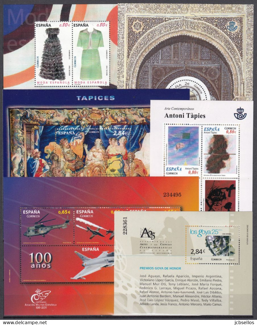 ESPAÑA 2011 Nº 4613/4680 AÑO COMPLETO NUEVO, MNH **, 47 SELLOS, 13 HB, 1 CARNET - Años Completos