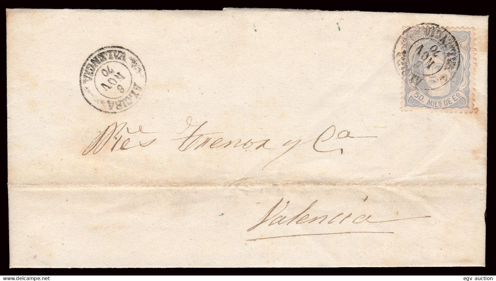 Valencia - Edi O 107 - 1870 - Carta Mat Fech. Tp. II "Alcira" - Storia Postale