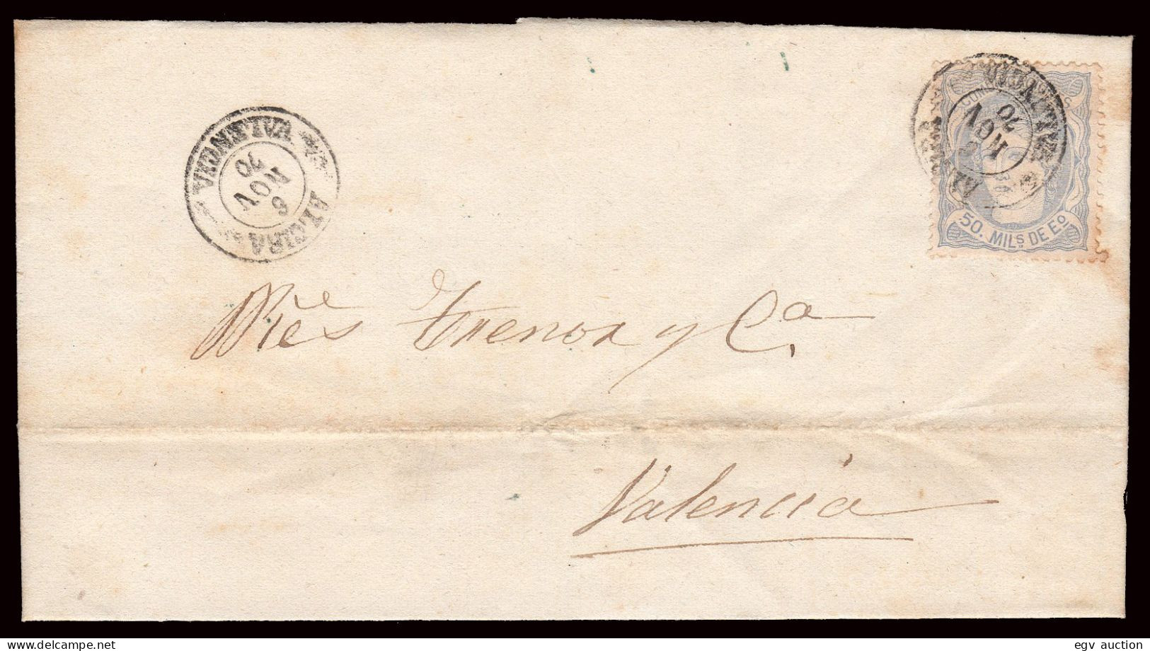 Valencia - Edi O 107 - 1870 - Carta Mat Fech. Tp. II "Alcira" - Covers & Documents