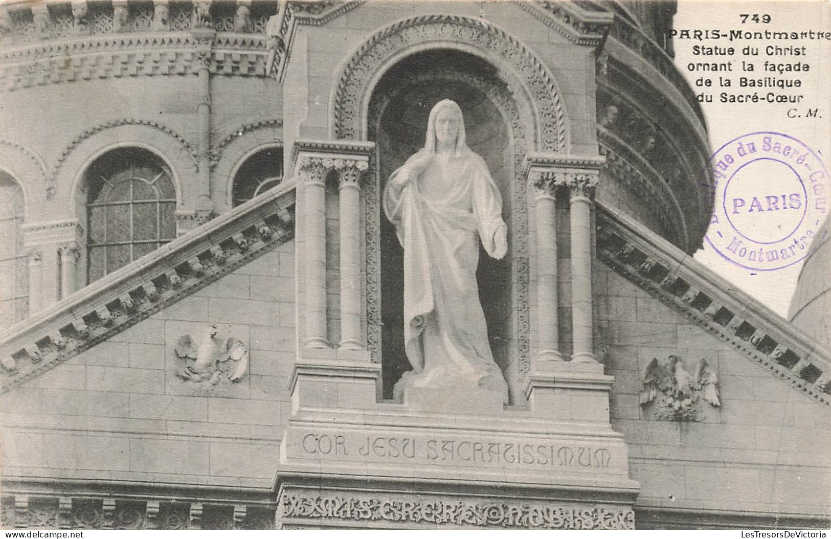 FRANCE - Paris - Montmartre - Statue Du Christ Ornant La Façade De La Basilique Du Sacré-Cœur - Carte Postale Ancienne - Kirchen