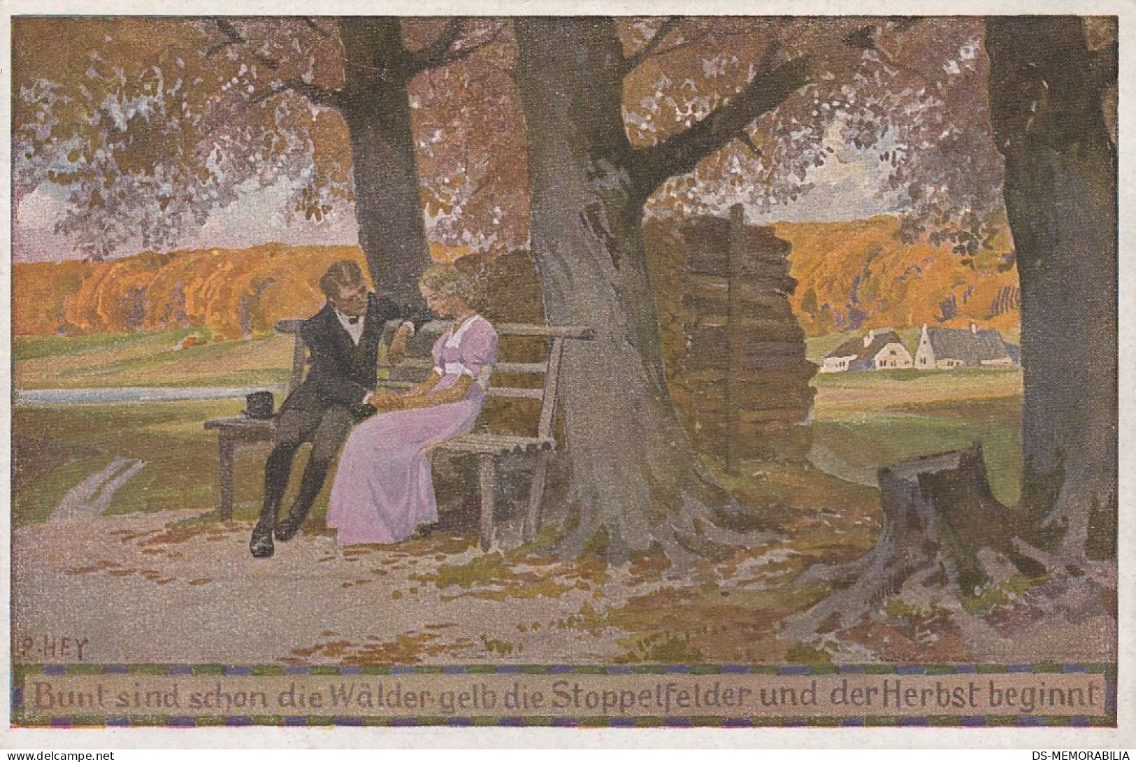 Paul Hey "Herbst" Autumn , Romantic Couple Old Postcard - Hey, Paul