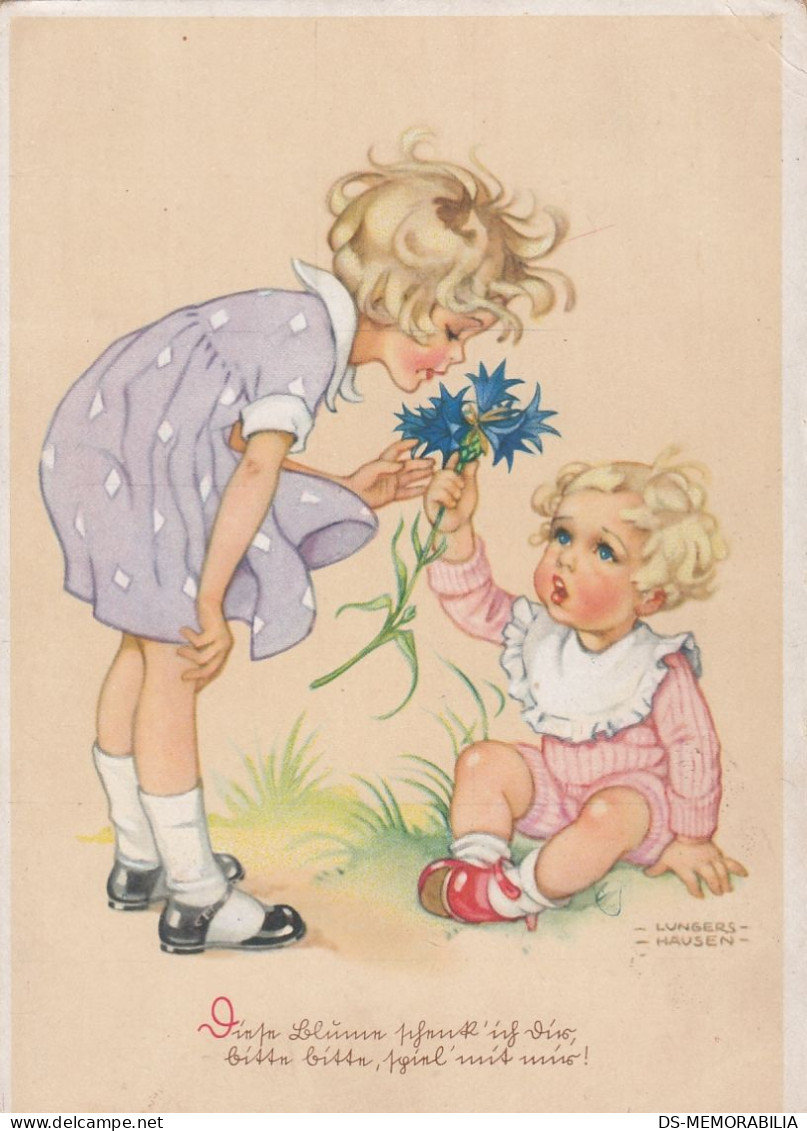 Lungers Hausen - Children Picking Flowers Old Postcard - Hausen, Lungers