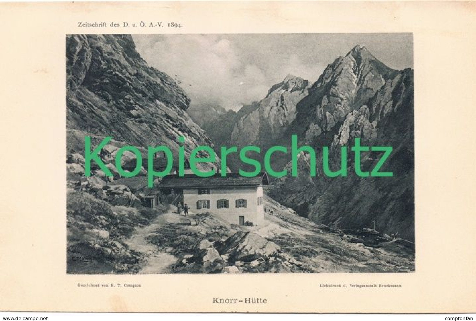 D101 101-3 E.T. Compton Knorrhütte Alpenverein Berghütte Lichtdruck 1894 !! - Otros & Sin Clasificación