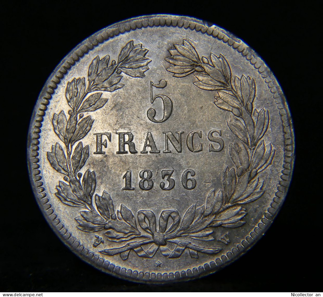 France, 5 Francs 1836  Louis Philippe I *AU* Silver Coin - 5 Francs