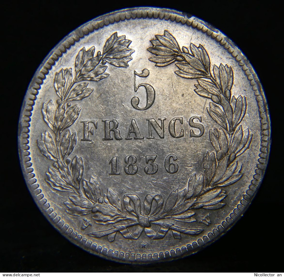 France, 5 Francs 1836  Louis Philippe I *AU* Silver Coin - 5 Francs