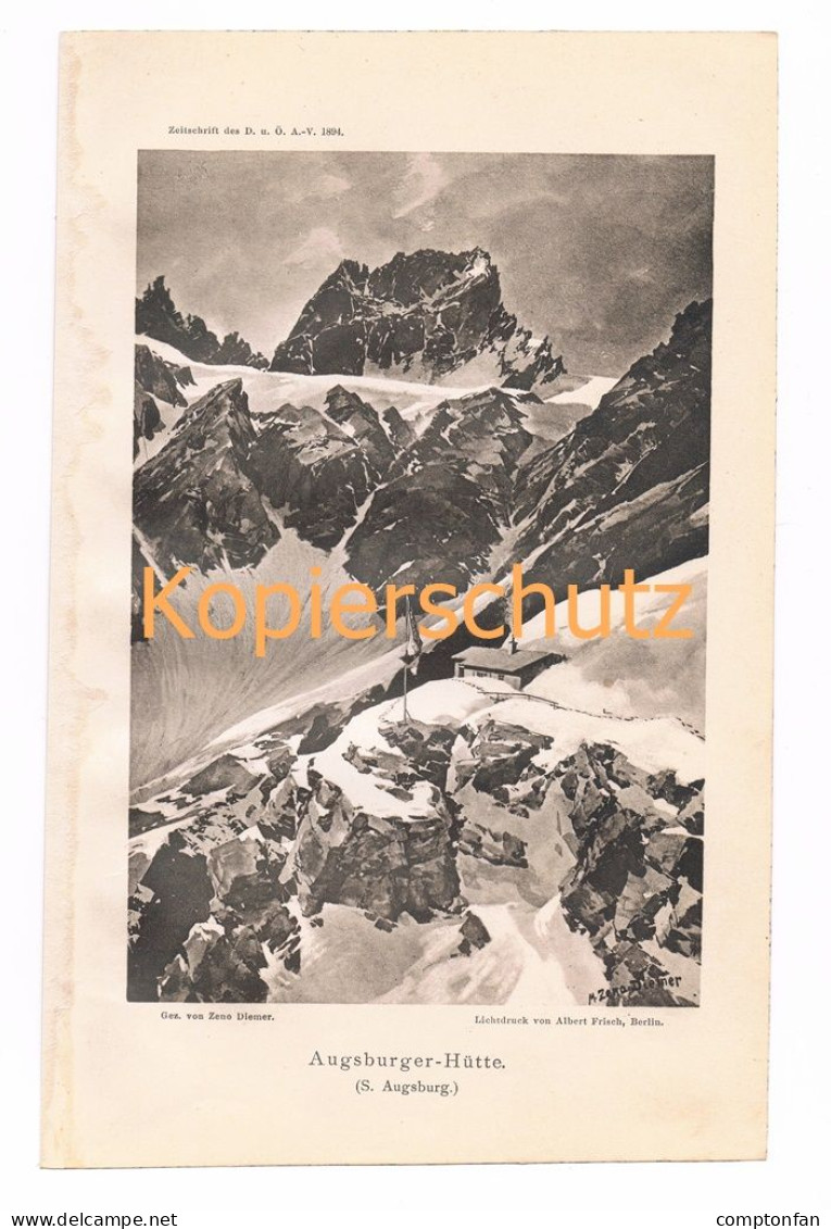 D101 001-3 Zeno Diemer Augsburger Hütte Lechtaler Alpen Alpenverein Berghütte  Lichtdruck 1894!! - Autres & Non Classés