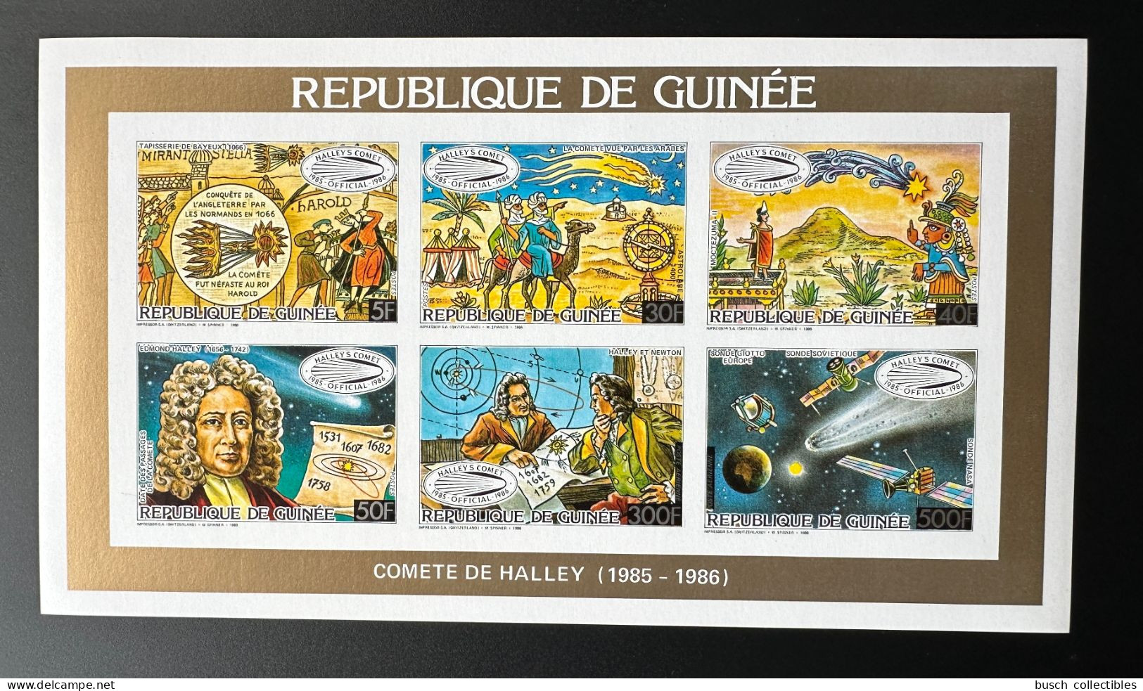 Guinée Guinea 1986 Mi. 1106A 1111A Feuillet Collectif Klb. ND IMPERF Sheetlet Space Espace Halley Comet Comète Komet - República De Guinea (1958-...)