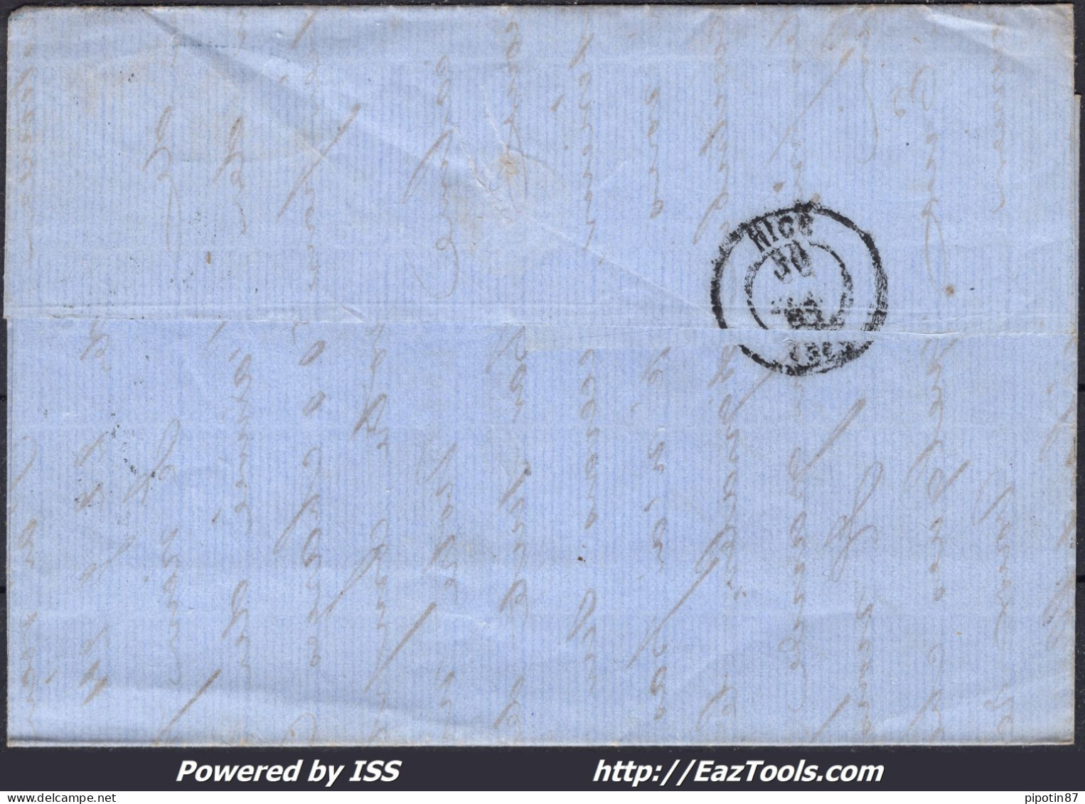 FRANCE N° 21x2 SUR LETTRE AVEC GC 2240 MARSEILLE BDR + CAD DU 29/06/1863 - 1862 Napoleone III