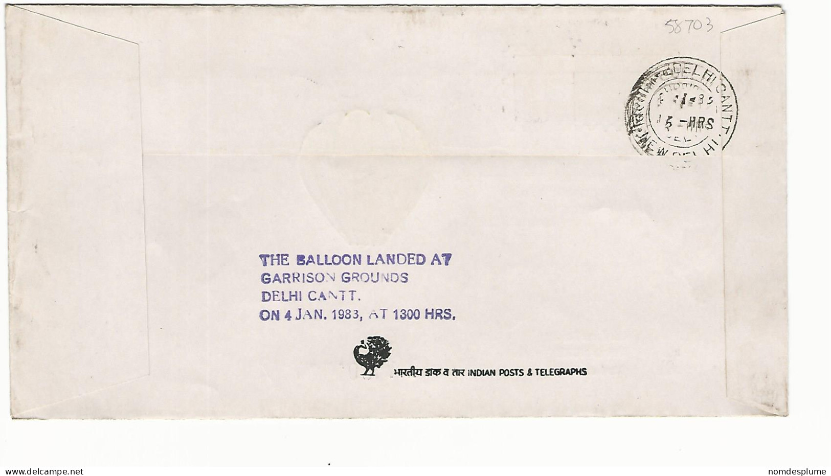 58703) India Balloon Mail Alternate Take-Off Due To Weather 1983 Postmark Cancel - Storia Postale