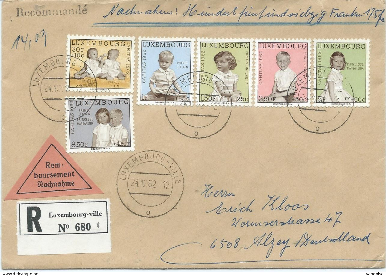 LETTRE CONTRE REMBOURSEMENT 1962 AVEC 6 TIMBRES - Briefe U. Dokumente