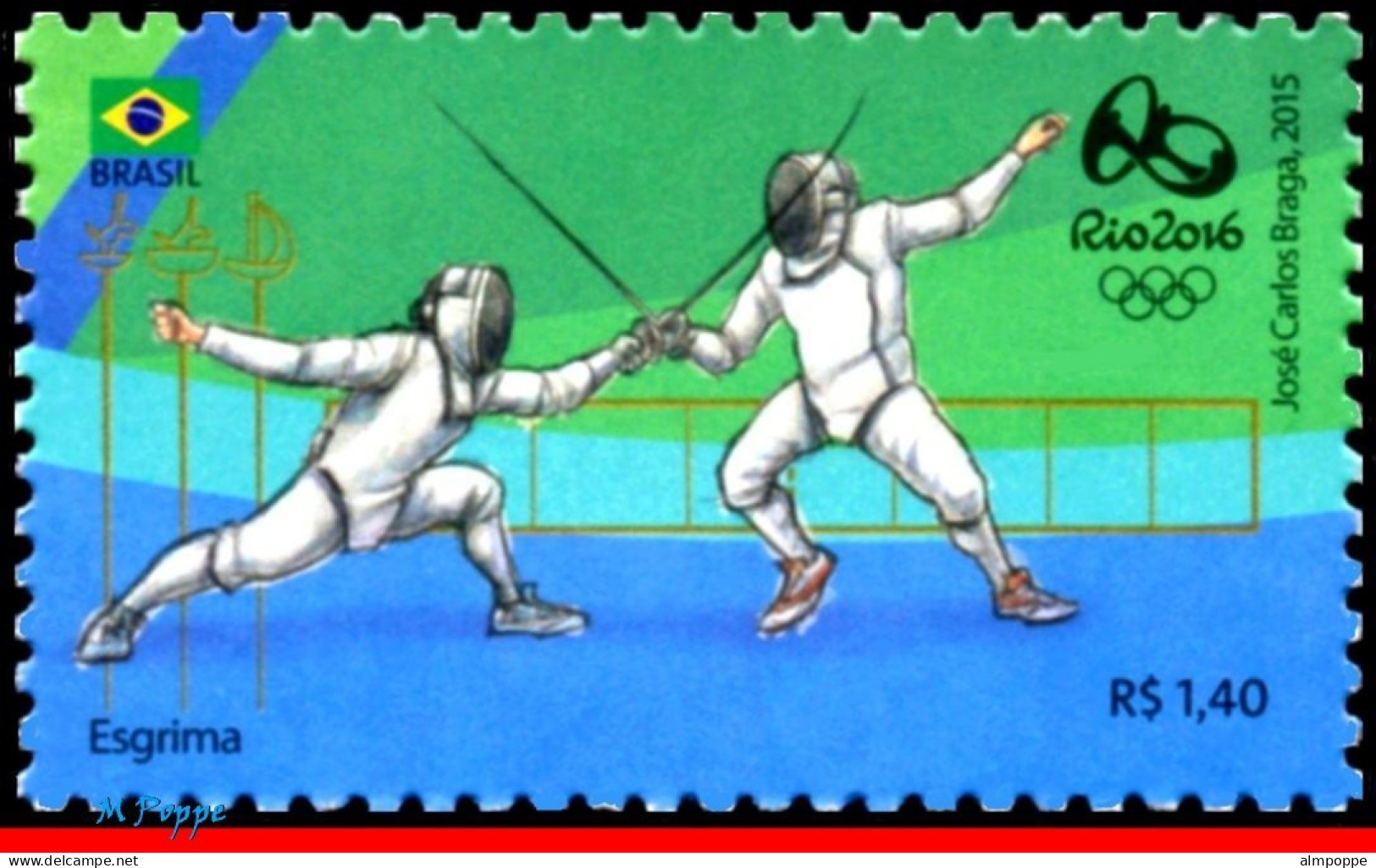 Ref. BR-OLYM-E13 BRAZIL 2015 - OLYMPIC GAMES, RIO 2016,FENCING, STAMPS OF 2ND AND 4TH SHEET,MNH, SPORTS 3V - Sommer 2016: Rio De Janeiro