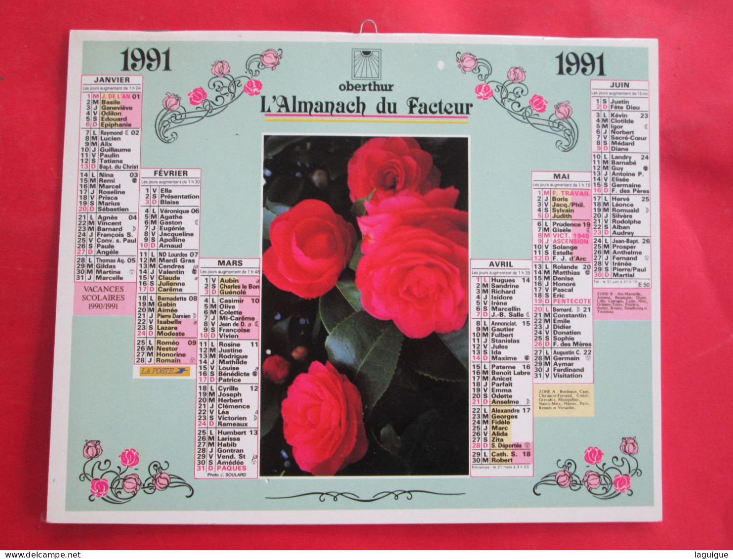 LOT DE 12 CALENDRIERS ALMANACHS de 1982 à 1994 FLEURS LAVIGNE OBERTHUR