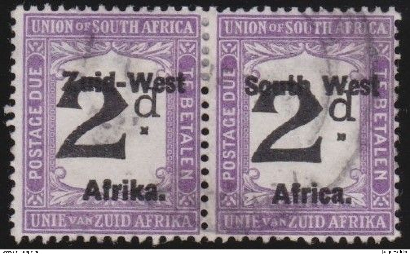 South-West Africa    .    SG    .    D 11  Paire    .    O    .   Cancelled - Afrique Du Sud-Ouest (1923-1990)