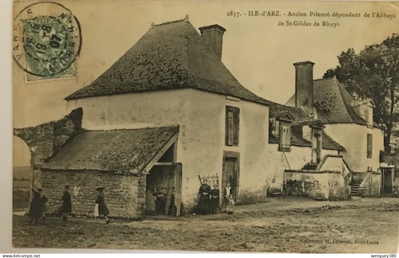 56 ILE D'ARZ   VANNES  SAINT-GILDAS  Ancien Prieuré Dépendant De L'Abbaye De St-Gildas De Rhuys.  SUP  PLAN 1907  RARE - Ile D'Arz