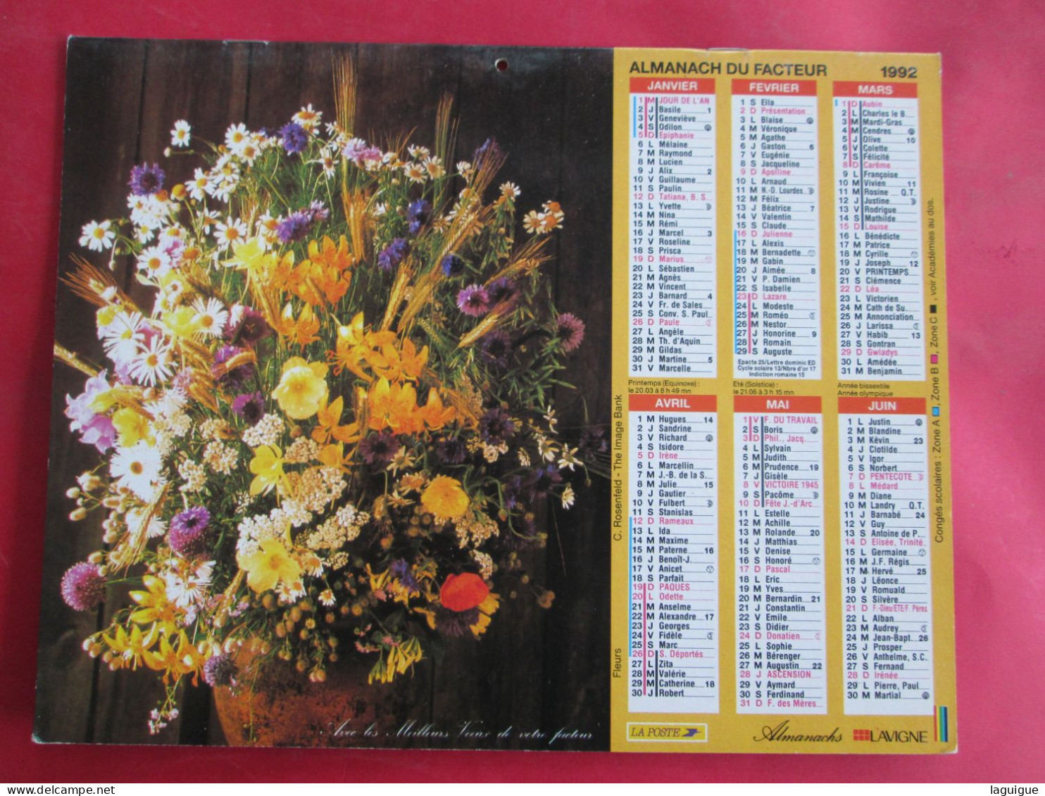 LOT DE 9 CALENDRIERS ALMANACHS BOUQUET DE FLEURS De 1992 à 2012 LAVIGNE OBERTHUR - Grossformat : 1991-00