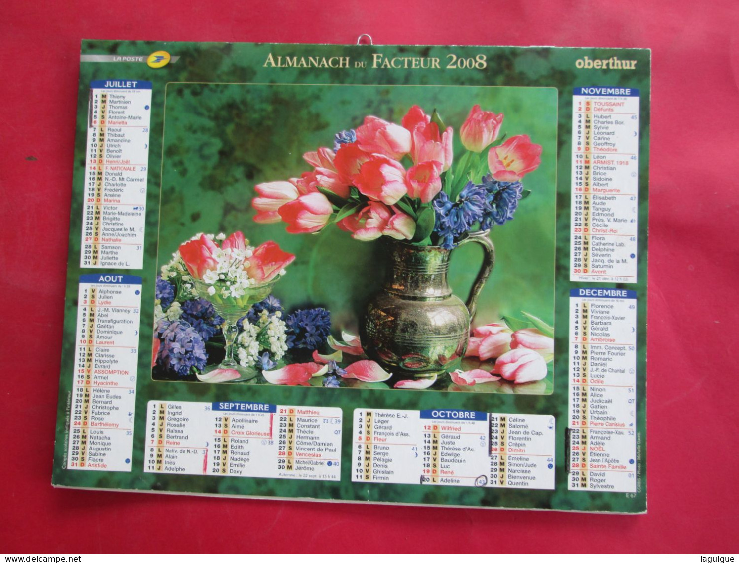 LOT DE 9 CALENDRIERS ALMANACHS BOUQUET DE FLEURS de 1992 à 2012 LAVIGNE OBERTHUR