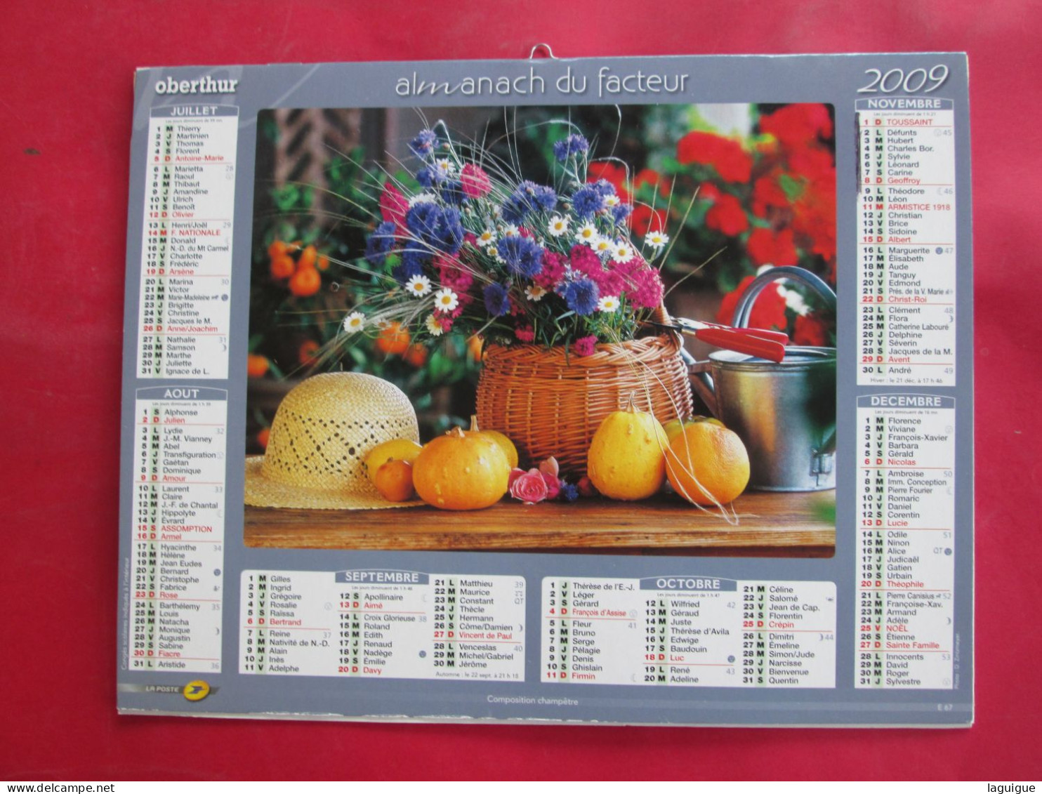 LOT DE 9 CALENDRIERS ALMANACHS BOUQUET DE FLEURS de 1992 à 2012 LAVIGNE OBERTHUR