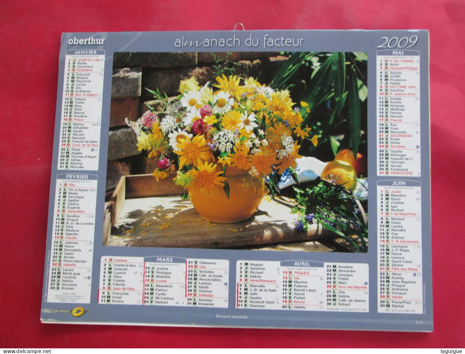 LOT DE 9 CALENDRIERS ALMANACHS BOUQUET DE FLEURS de 1992 à 2012 LAVIGNE OBERTHUR